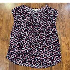 Boden Women’s Floral Cap Sleeve Blouse Blue Pink Size 6 Casual Summer Top